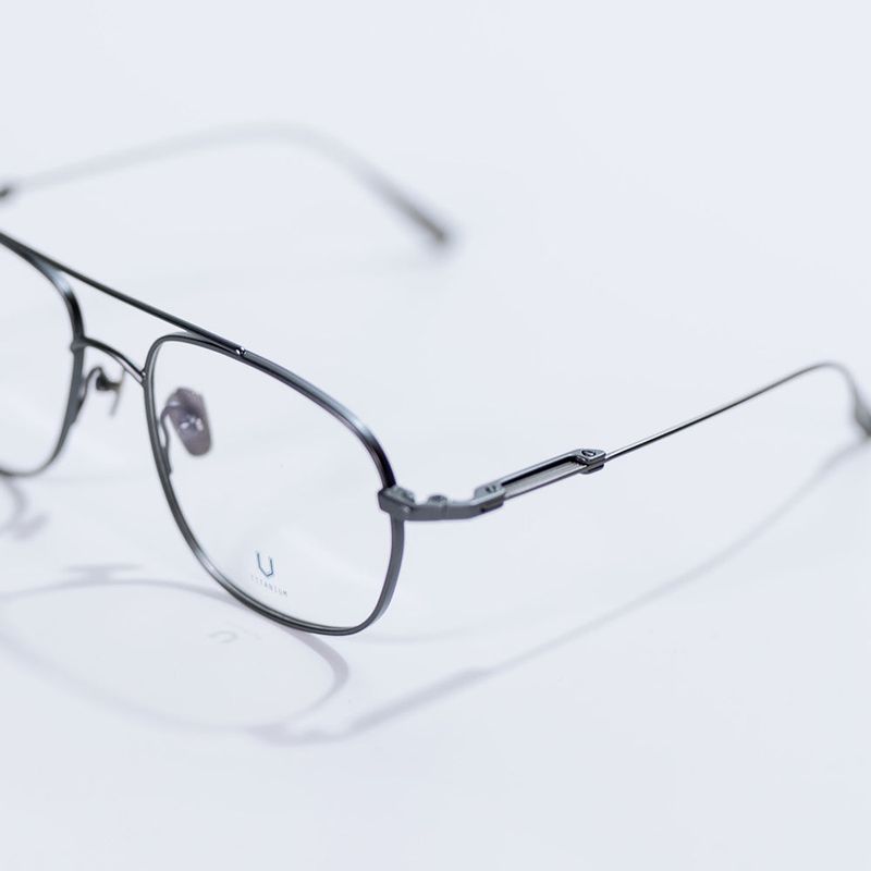 Knouun Square titanium glasses CODE. 102. G Black N Gray