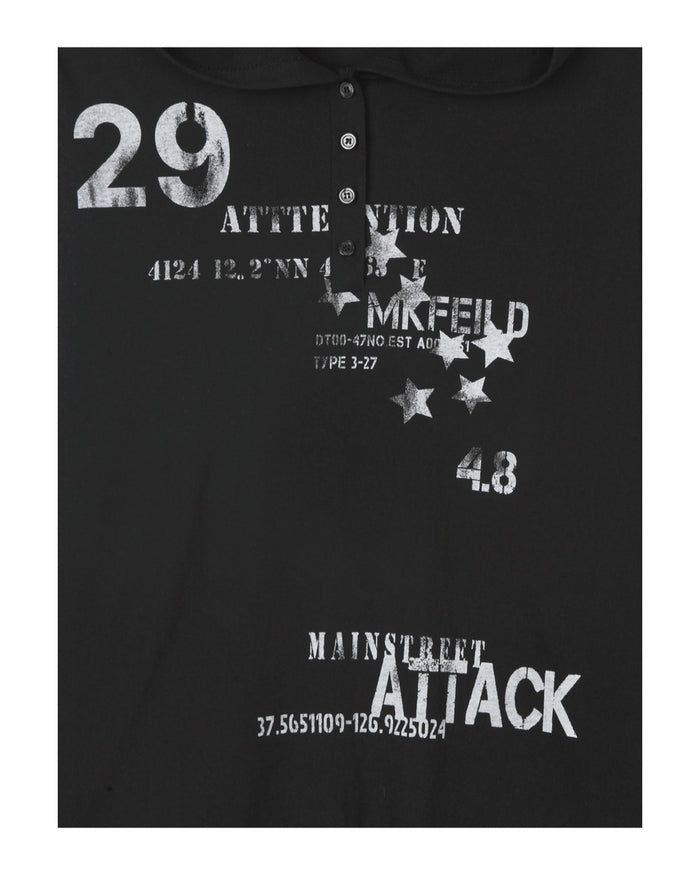 (UNISEX) Attack Henley Hooded Long Sleeve