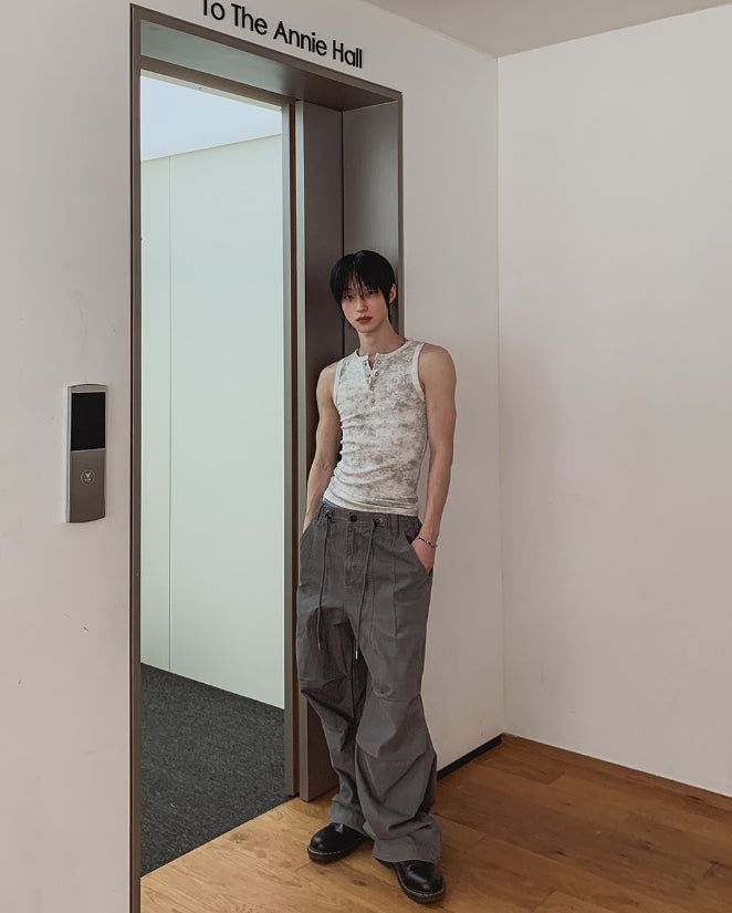 Draw Wash Parachute Wide Pants
