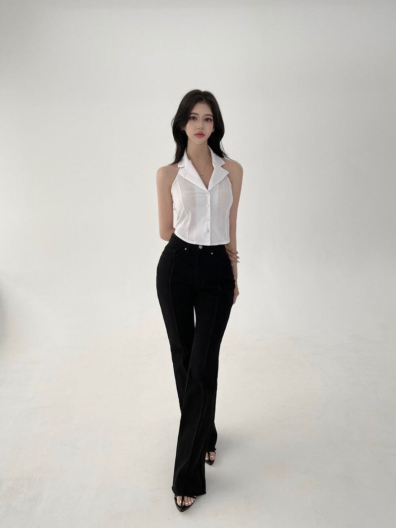 120. Straight halter shirt