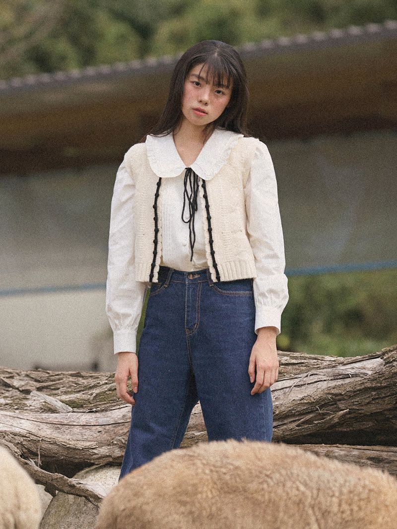 Petite Ribbon Knit Vest (2colors)