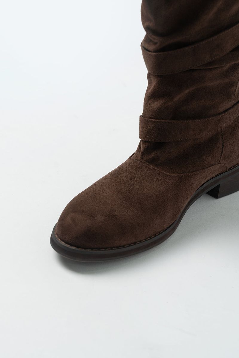 Suede buckle boots_brown