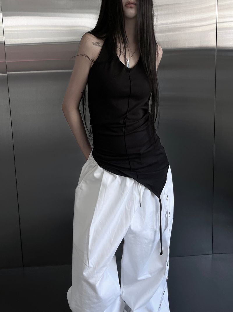clean unbalanced strap sleeveless (2color)