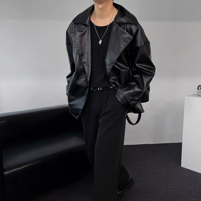 ENOC Box Oversized Fit Leather Jacket