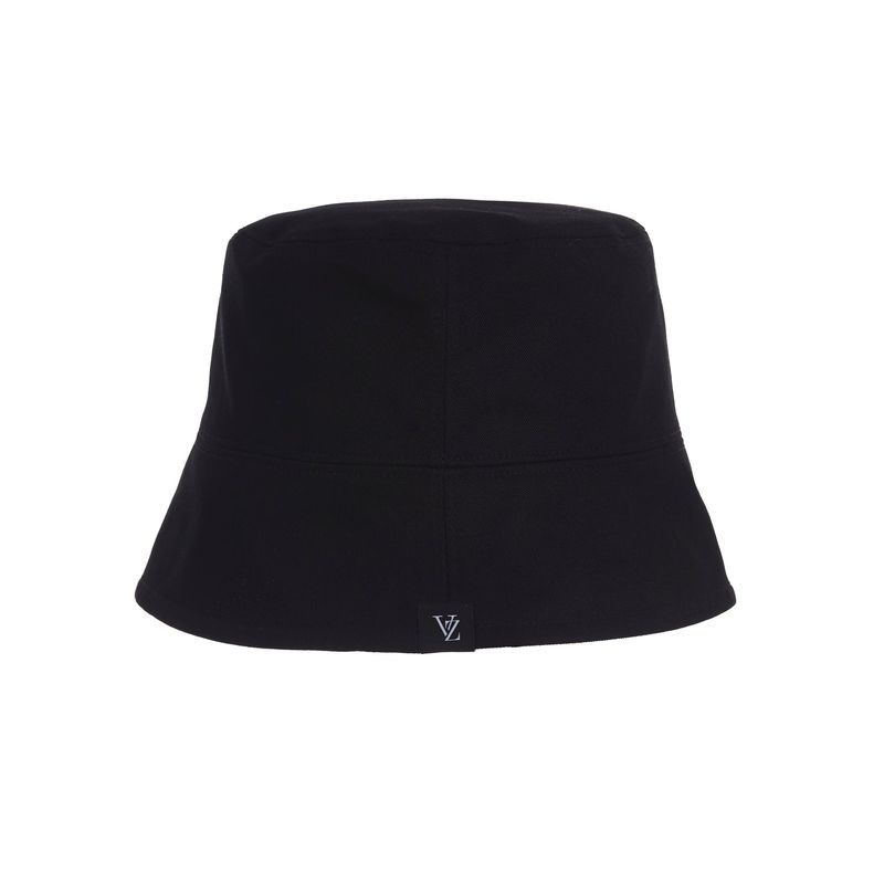 Label drop over fit bucket hat BLACK