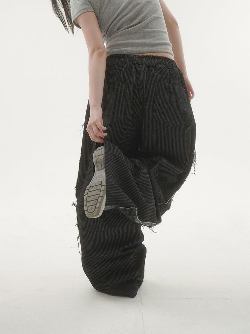 City line stripe denim pants -2C