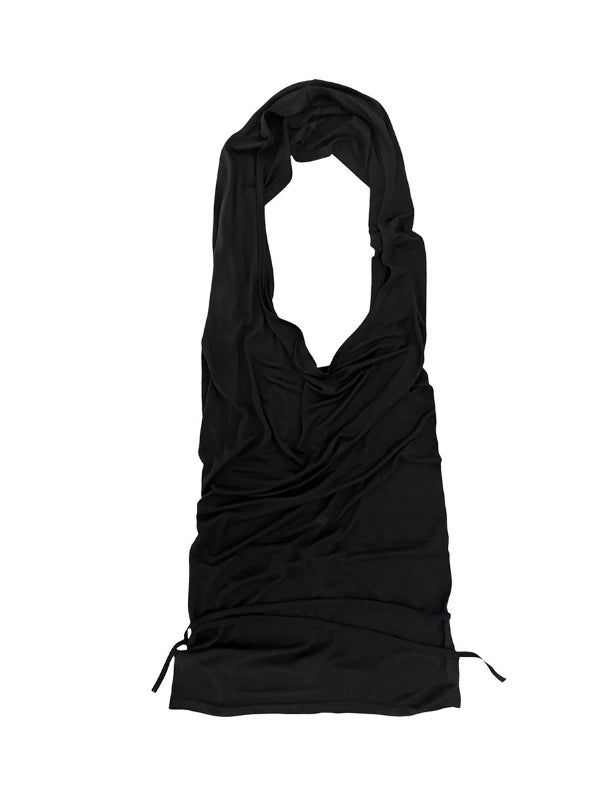 Desert Cowl Neck Hooded Drape Top