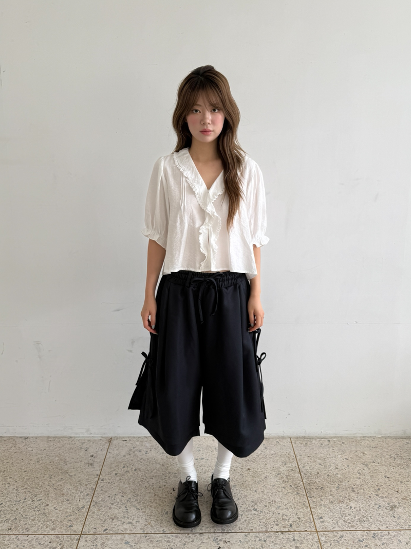 side ribbon wrap pants