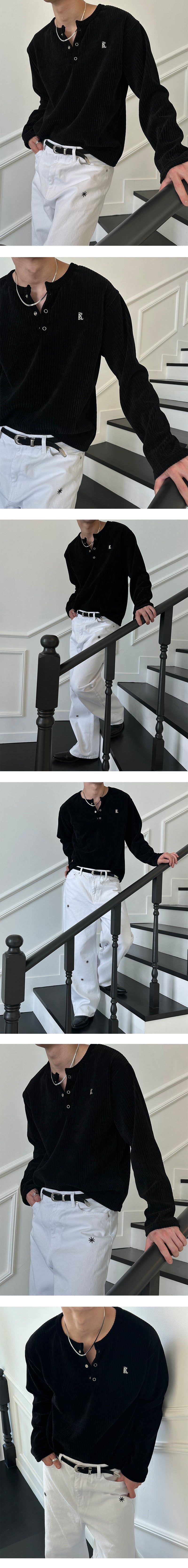 [MADE] Velvet golgi henry neck knit sleeves(3color)