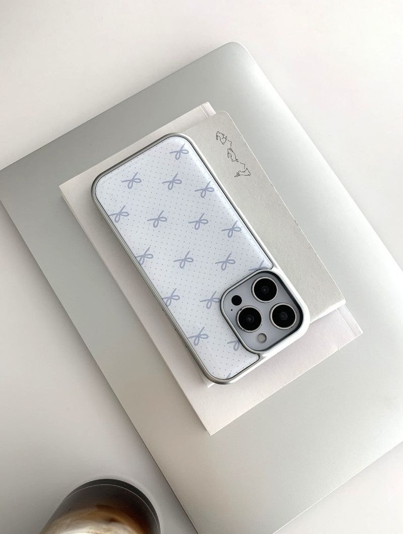 [MADE]クラウドリボン シルバーエポキシ バンパーiPhoneケース