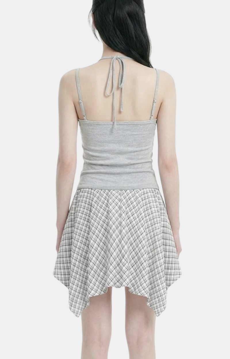 Aven Slim Sleeveless Check Wrap Dress