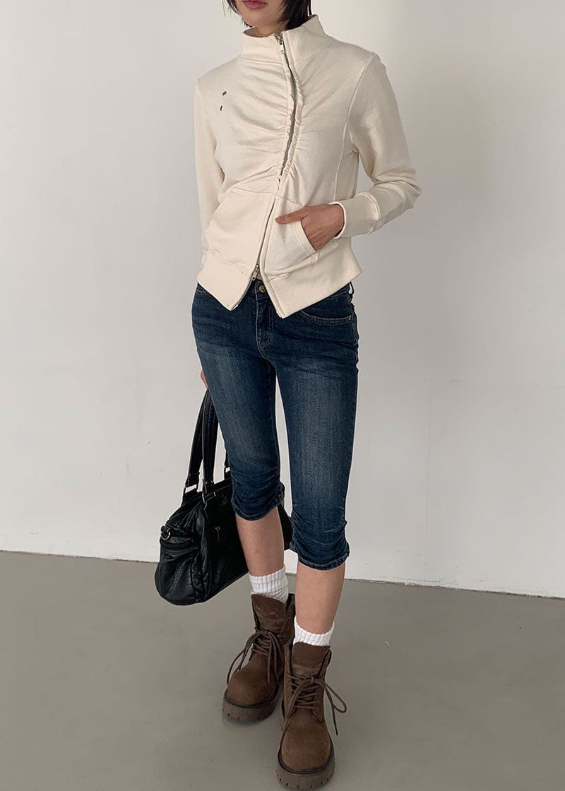 SHIRRING CAPRI DENIM