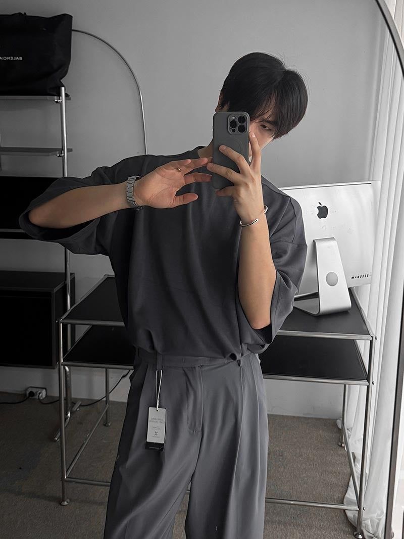 [A-P9985] アイスバンドツータックワイドスラックス (2色)