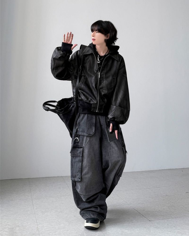Akaza cropped leather jacket
