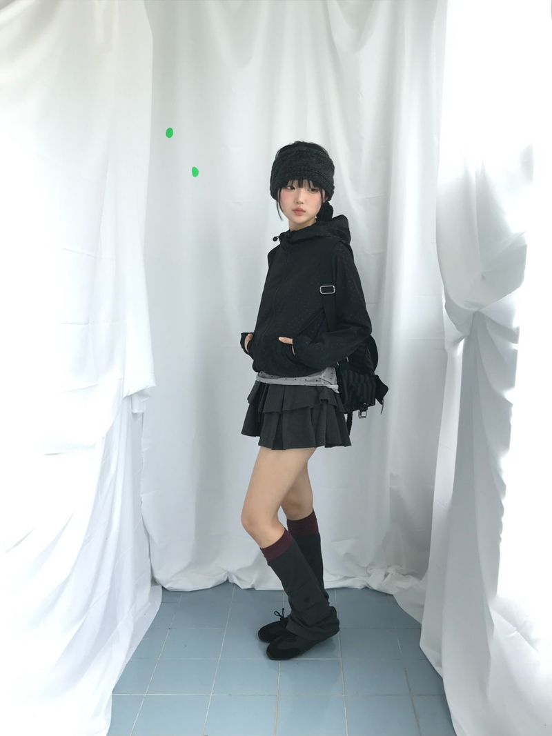 double frill pleated skirt