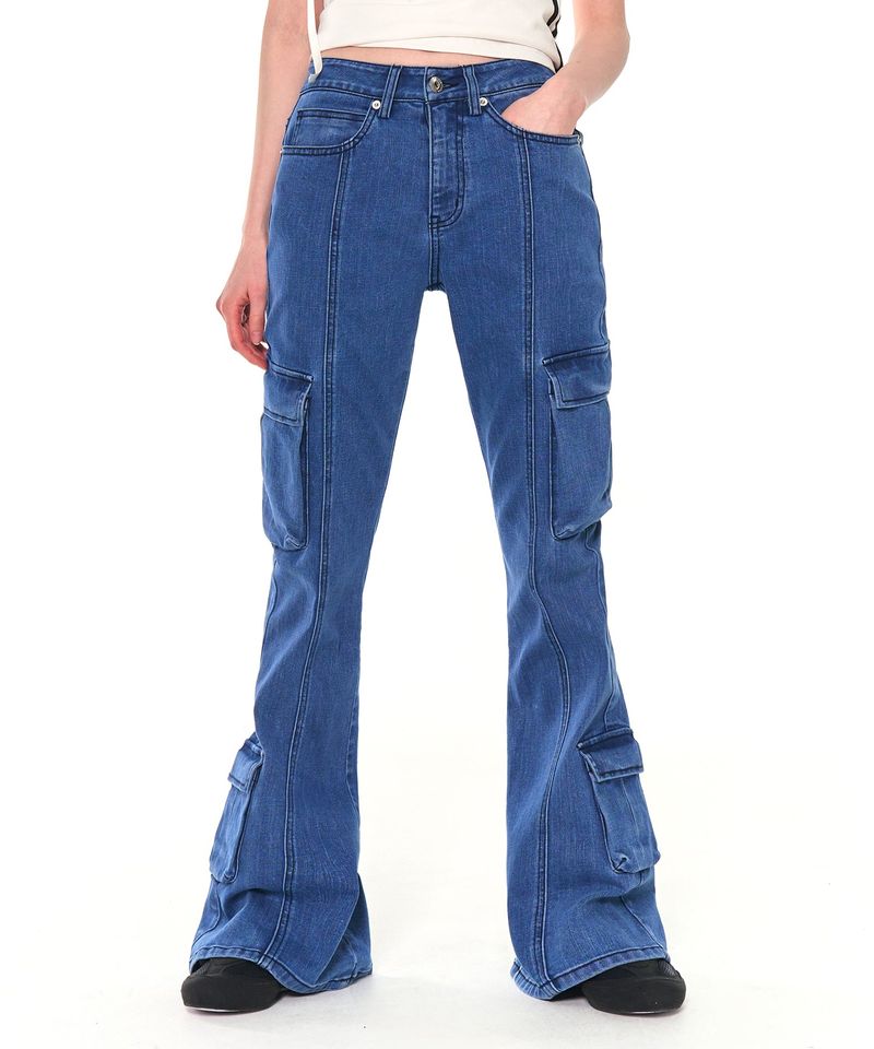 ZIZEMUSEUM（ジゼミュージアム）の「CARGO BOOTS CUT DENIM PANTS (BLUE)（Pants）」