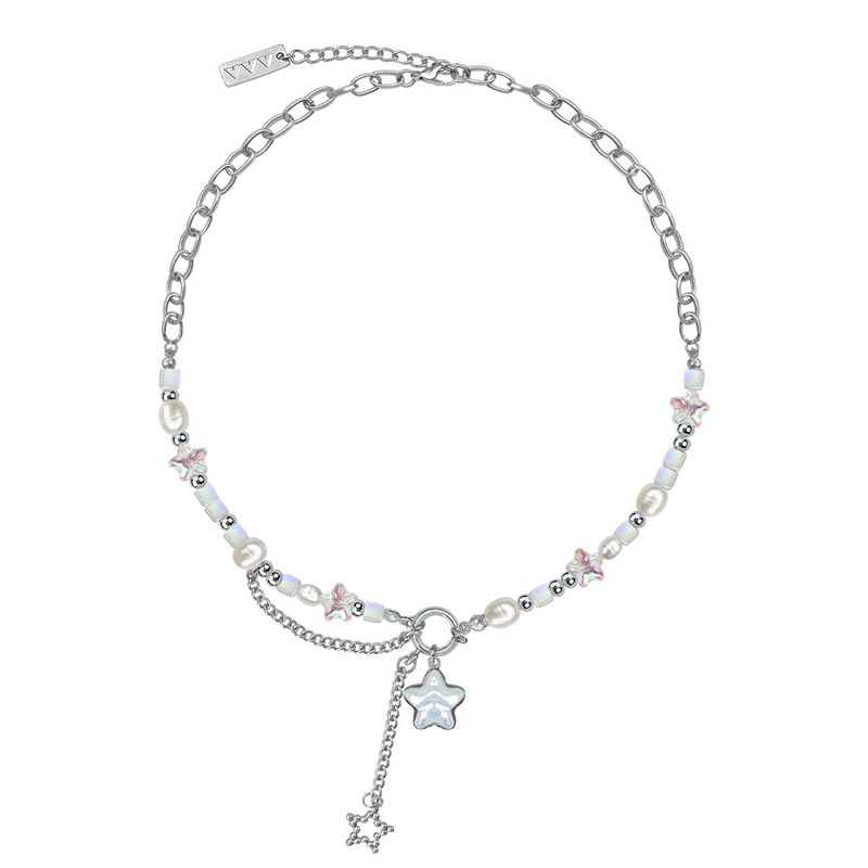 VVV（ブイブイブイ）の「Aurora Star Pearl Chain Drop Surgical Necklace（Accessories）」