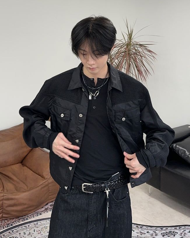 SATIIIZ（サティーズ）の「ラフレンクロップミックスニットジャケット（ジャケット/アウター）」