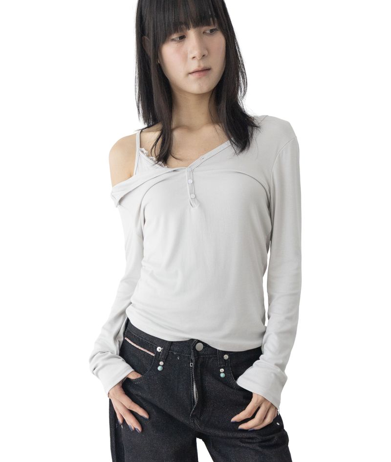 (Set) Mina V-Neck Layered T-Shirt