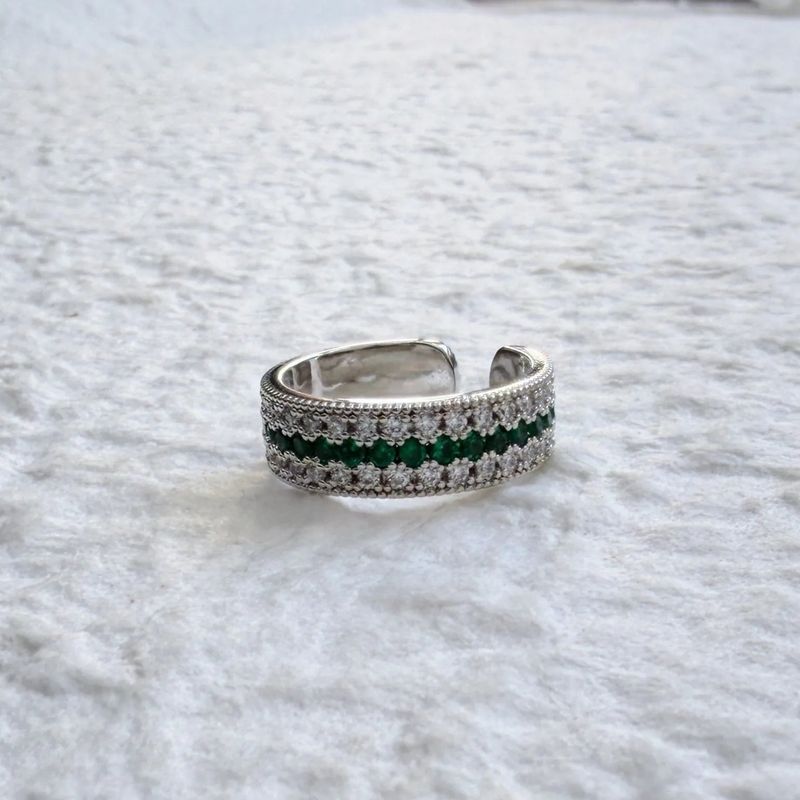 Green Crystal Band Ring