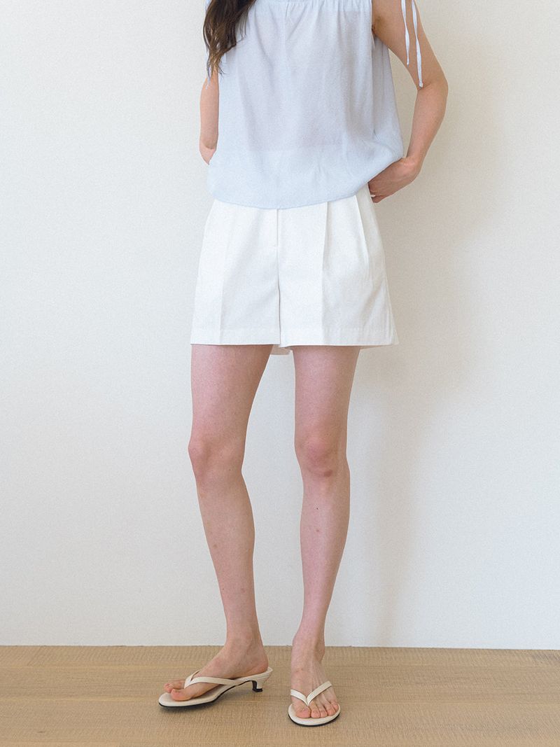 Sun Pin-tuck Shorts - Ivory
