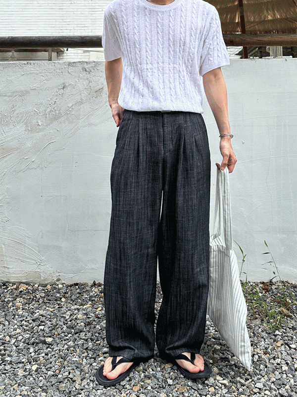 Olin linen two tuck wide denim