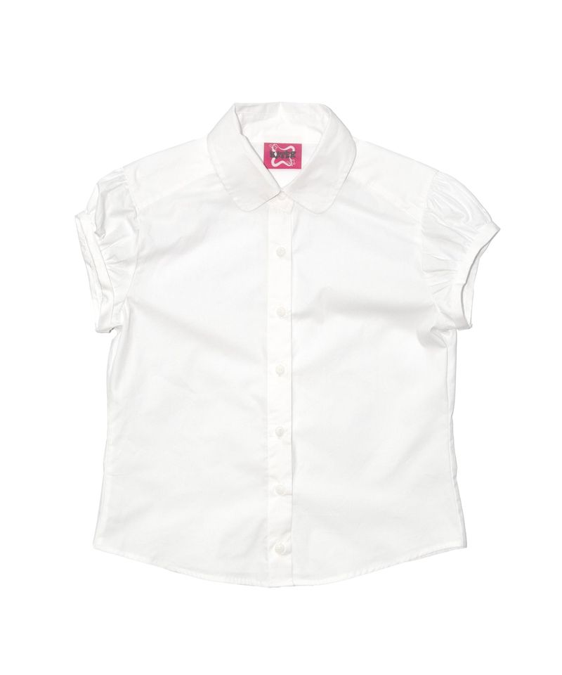 Puff Cap Sleeve Round Collar Shirt Ivory