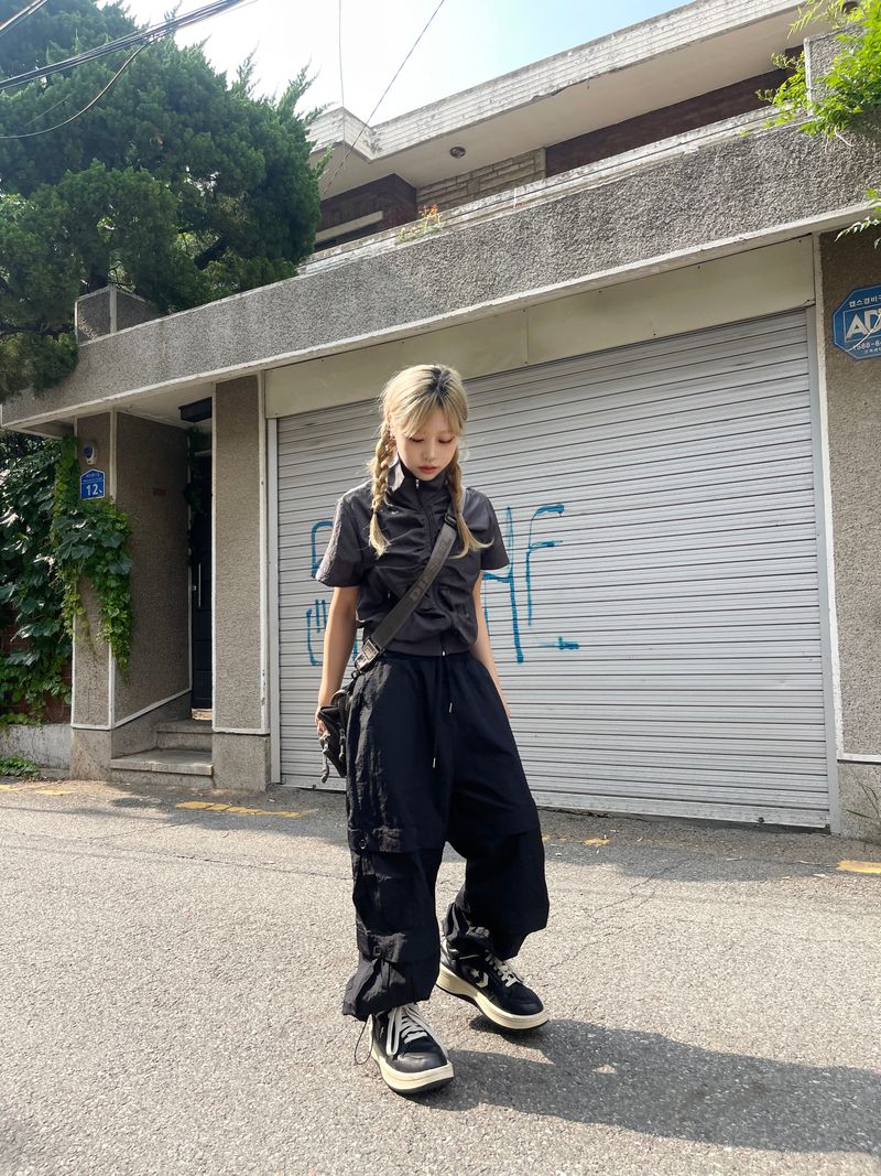 Summer nylon balloon double cargo pants