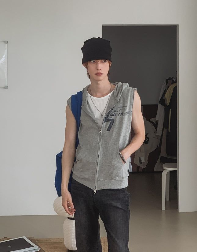 2PLAN（ツープラン）の「Seventh Lettering Hooded Zip-Up Vest（Tops）」