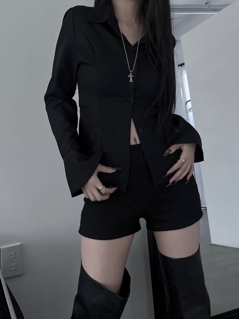 back corset cuff shirt (2color)
