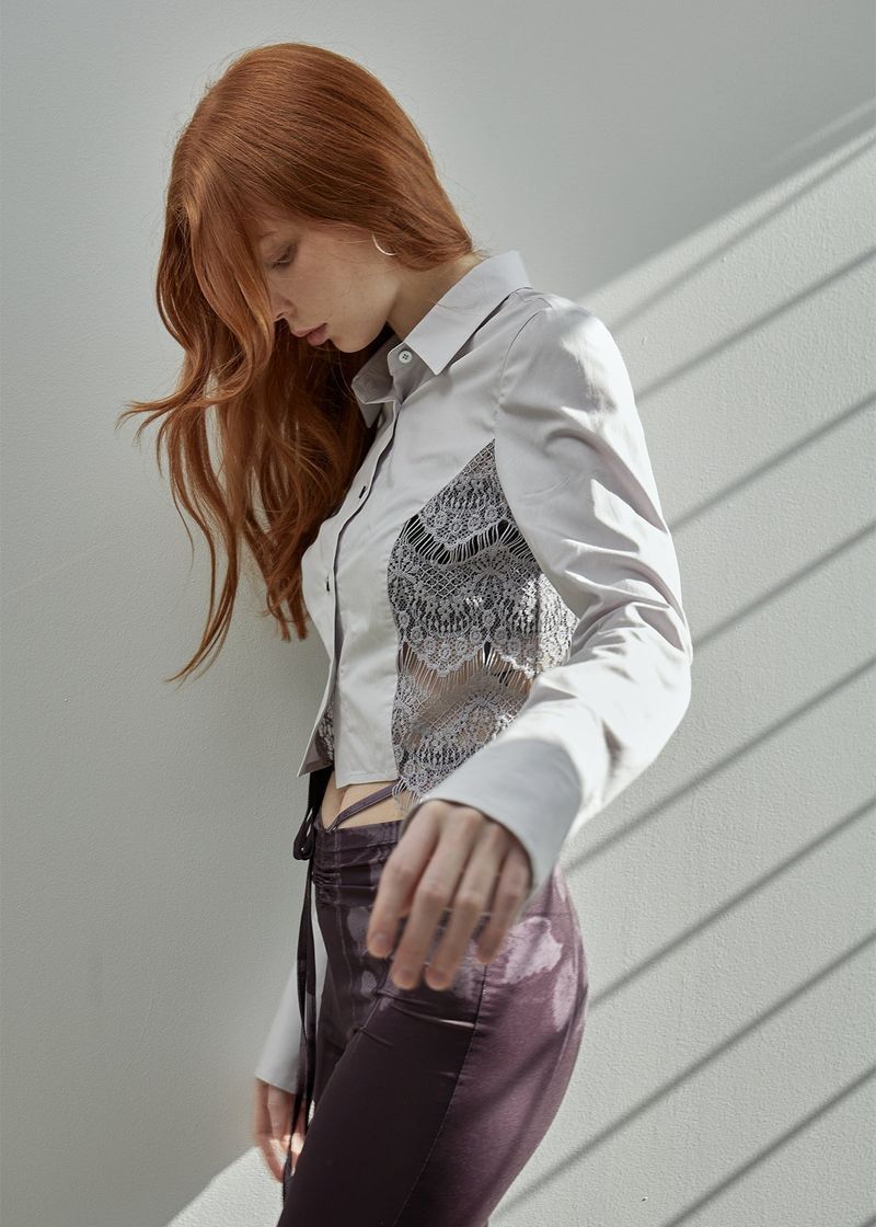 VINTAGE LACE CROPPED SHIRT