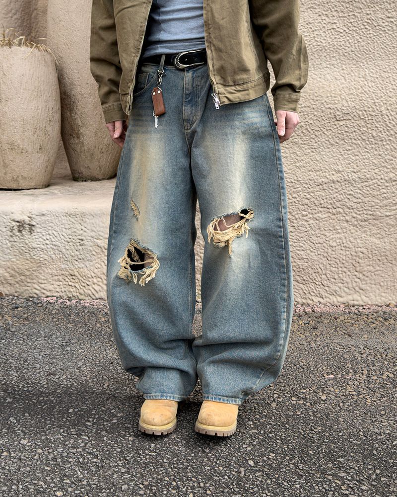 JIIGEUM（ジグム）の「Roy Distressed Wide Denim Pants（Pants）」