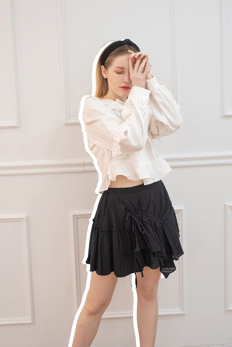 lace shirring blouse