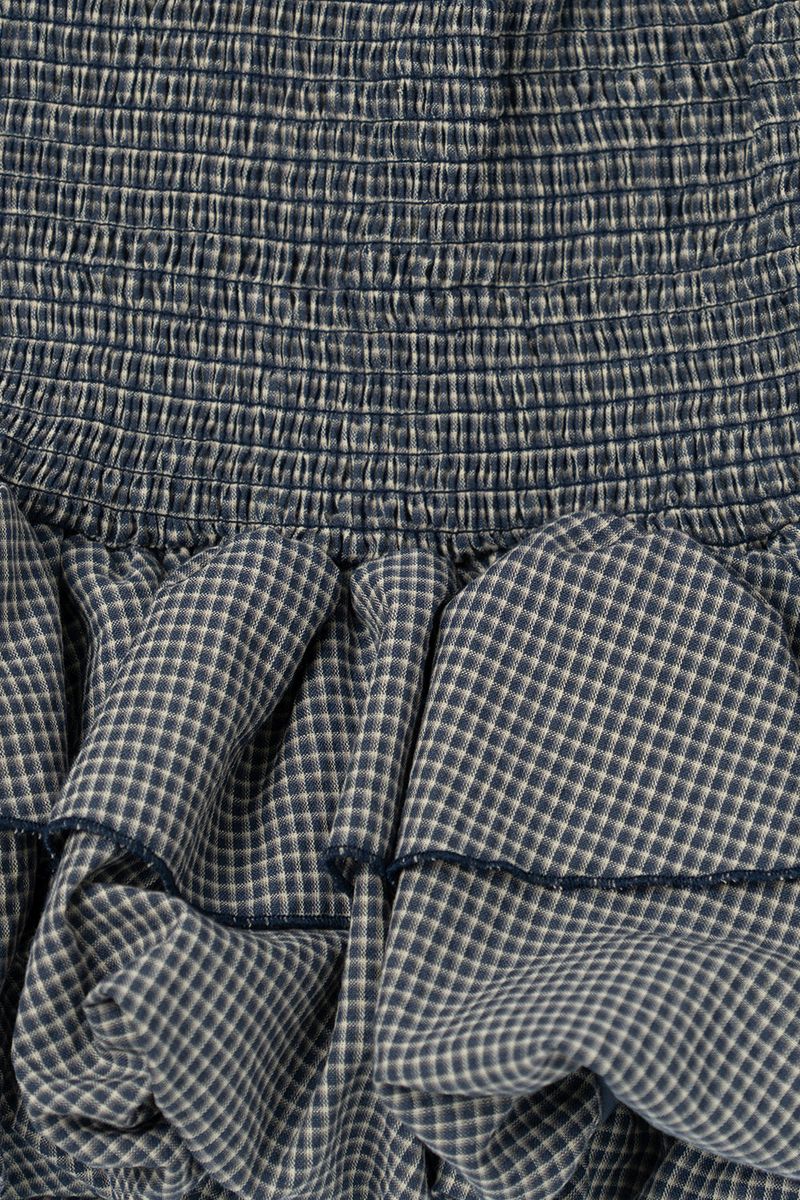 Gingham halter blouse_navy
