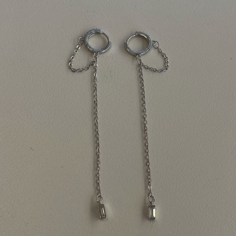 chain layered earring (925silver)