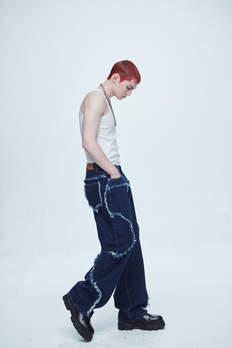 Snake Cutting Denim Pants