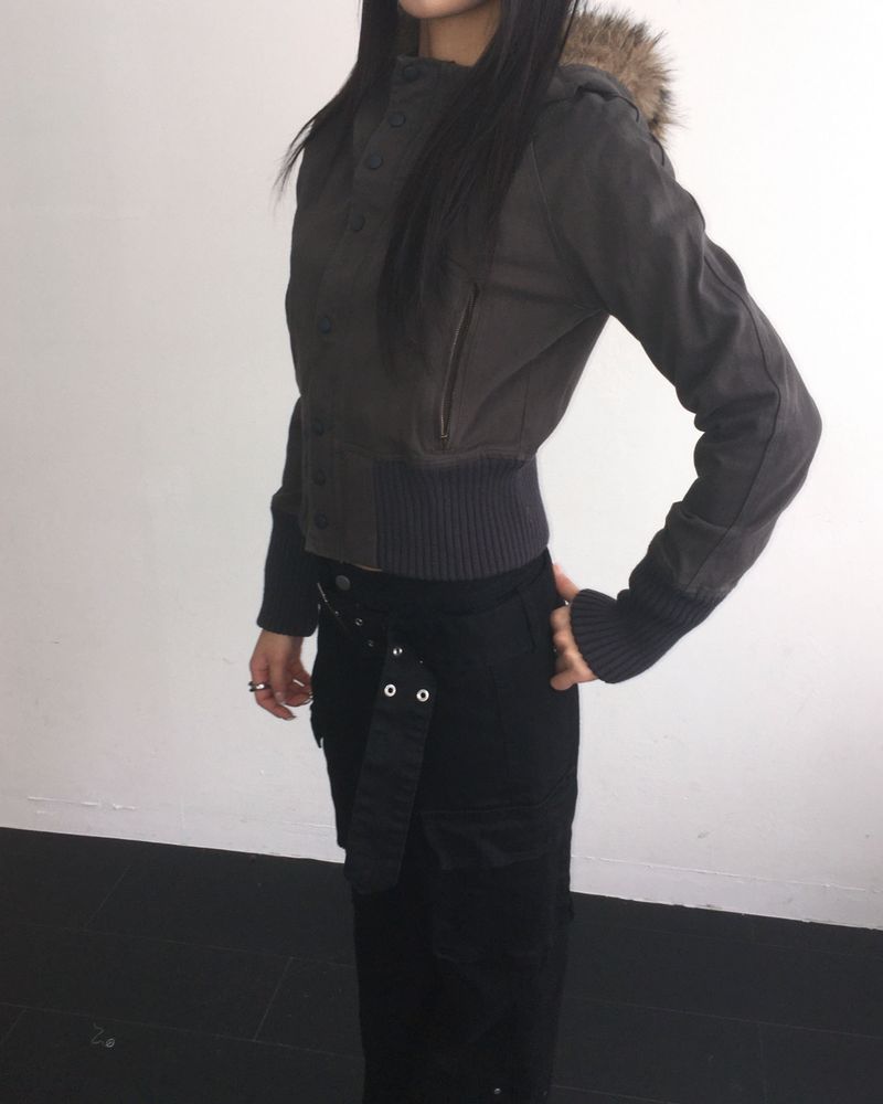 Vintage hood crop jacket