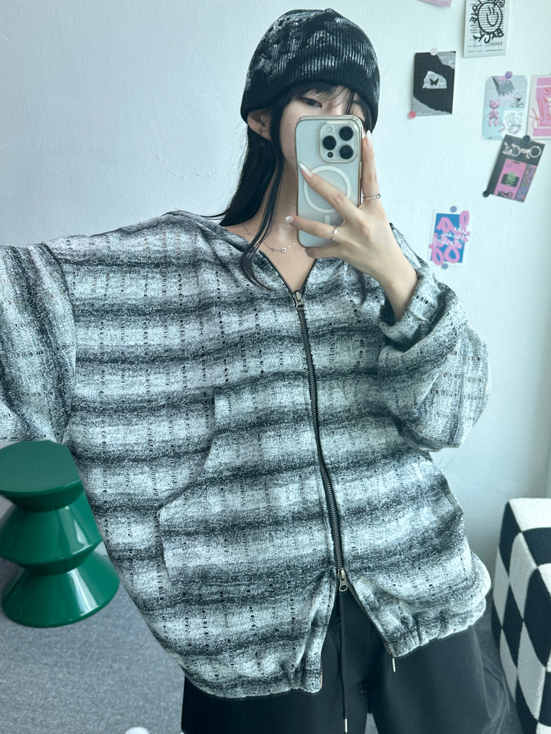 CCORTTI(コルッティ)の「GRUNGE WASH VINTAGE DEMINI HOOD ZIP-UP💚🩶 - 2 COLORS(Jackets/Outerwear)」