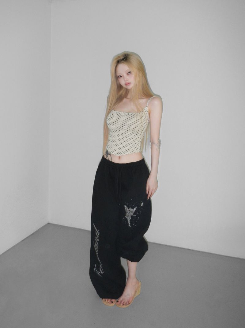 mini crop dot sleeveless(2 color)