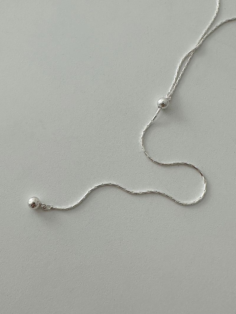 [92.5 silver] Big silver ball slide necklace