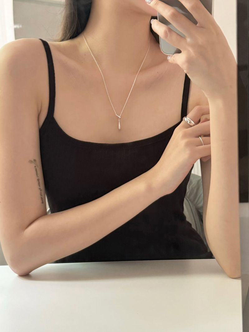 Water drop line slide necklace choker / 2 colors / two-way simple drop wedding guest look long necklace