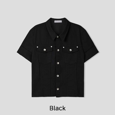Kelden Cutout Short Sleeve Trucker Shacket