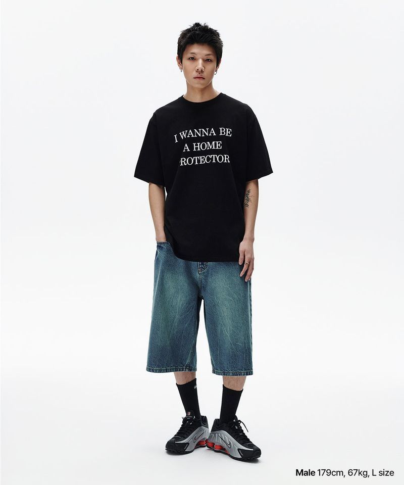 MUD WASHING DENIM SHORT
