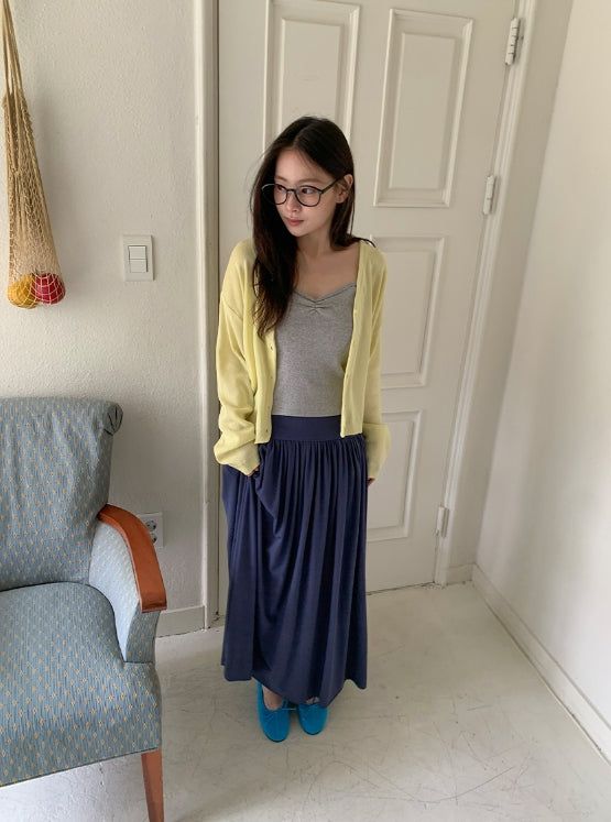 Basta Shirring Banding Long Skirt