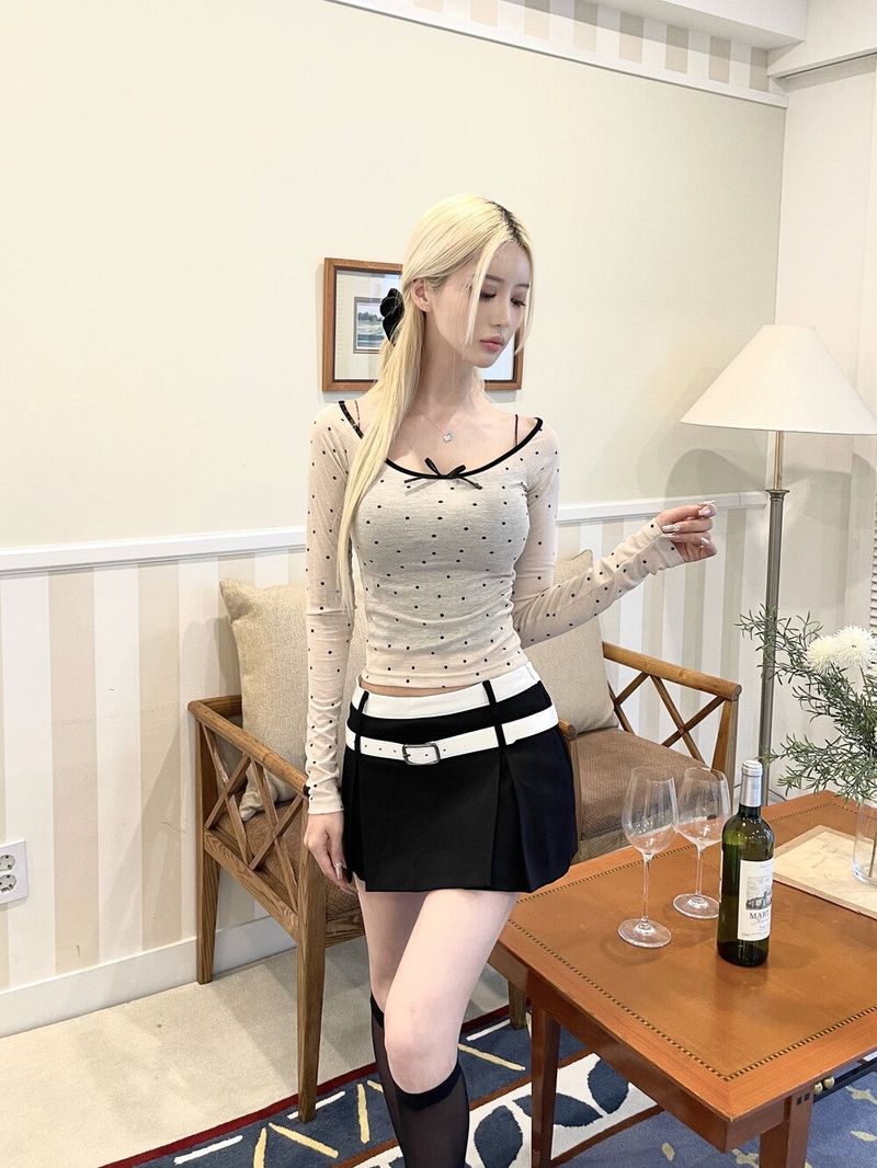 1298. Dot ribbon long sleeve T set