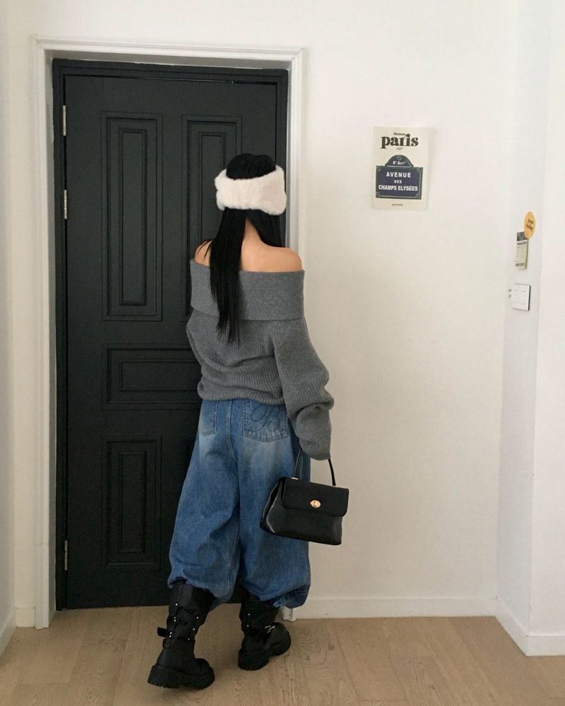 [ORIGINAL] DARE Off-Shoulder Rib Knit