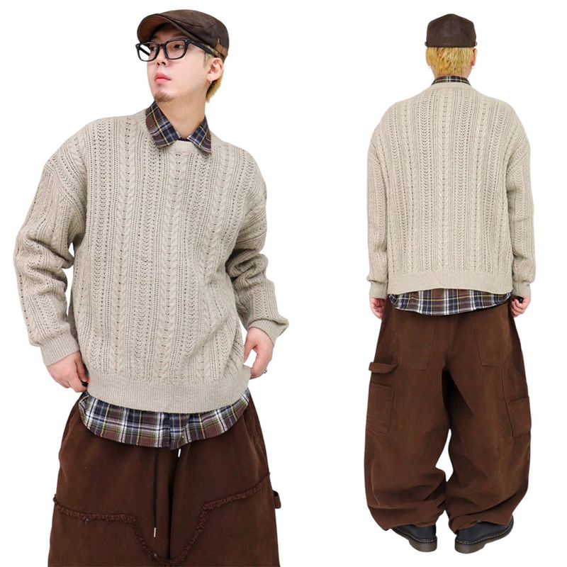 Oversized Cable-Knit Wool Sweater