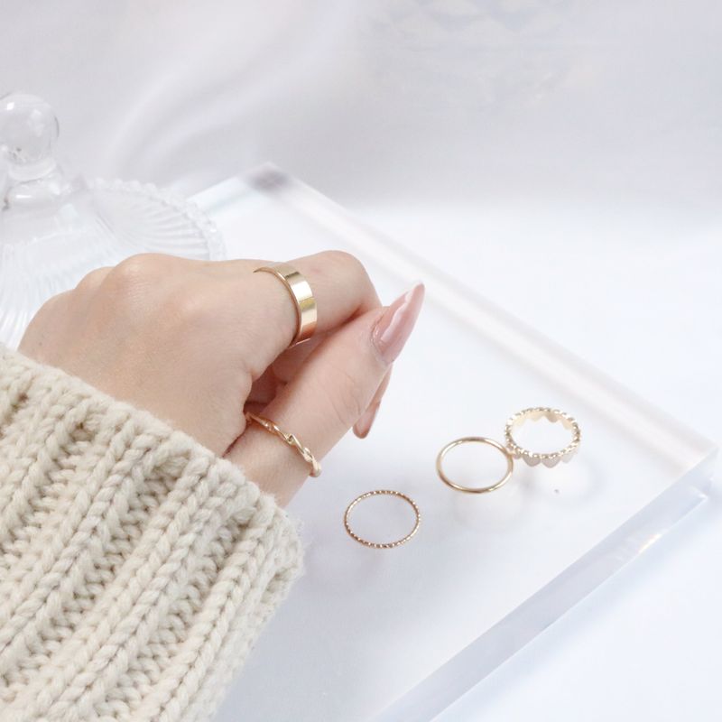 Swan Heart Layered Ring Set