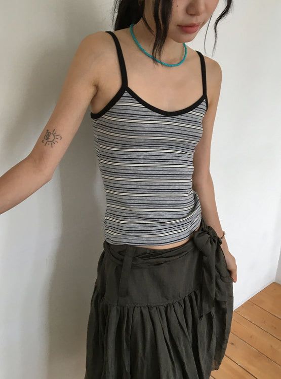 Niero Stripe Tencel String Sleeveless