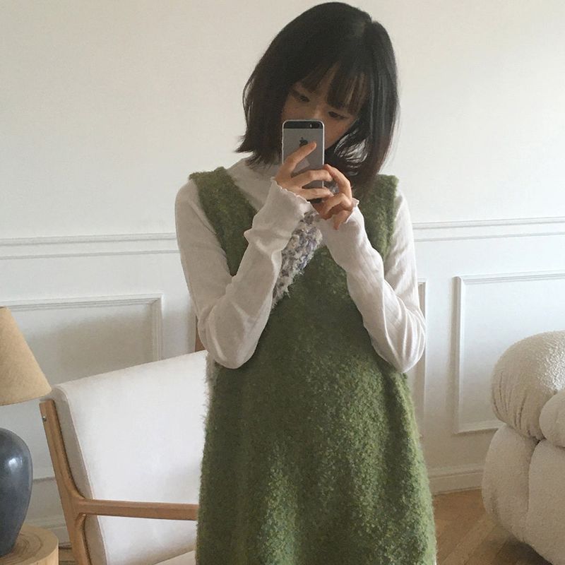 WONDER WONDER（ワンダーワンダー）の「Kissin wool boucle sleeveless layered mini knit dress（Dresses）」